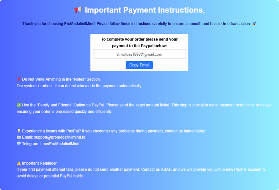 Paypal details